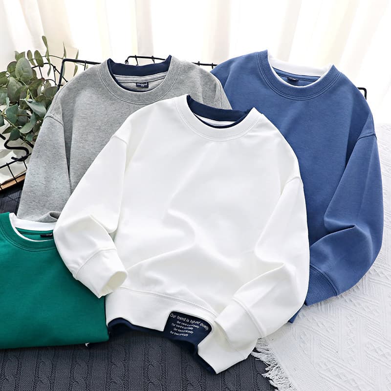 Boys' Spring Crewneck Sweatshirt 2026 New Style Children's Cotton Sweatshirt Stylish Top for Older Kids Versatile Pullover