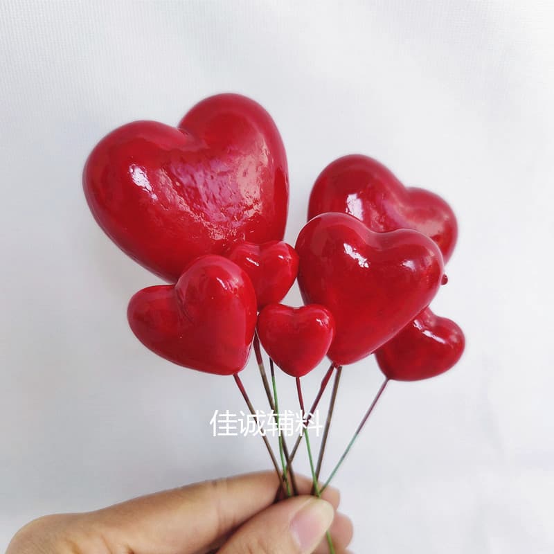 Artificial flower craft accessories red foam heart heart-shaped cake insert DIY accessories peach heart 2-6CM