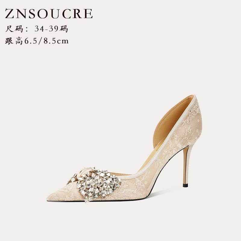 708-B48 Pointed Toe Comfortable Fashion High Heels 2026 Summer Chic Women's Shoes Sheepskin Side Cutout High Heels