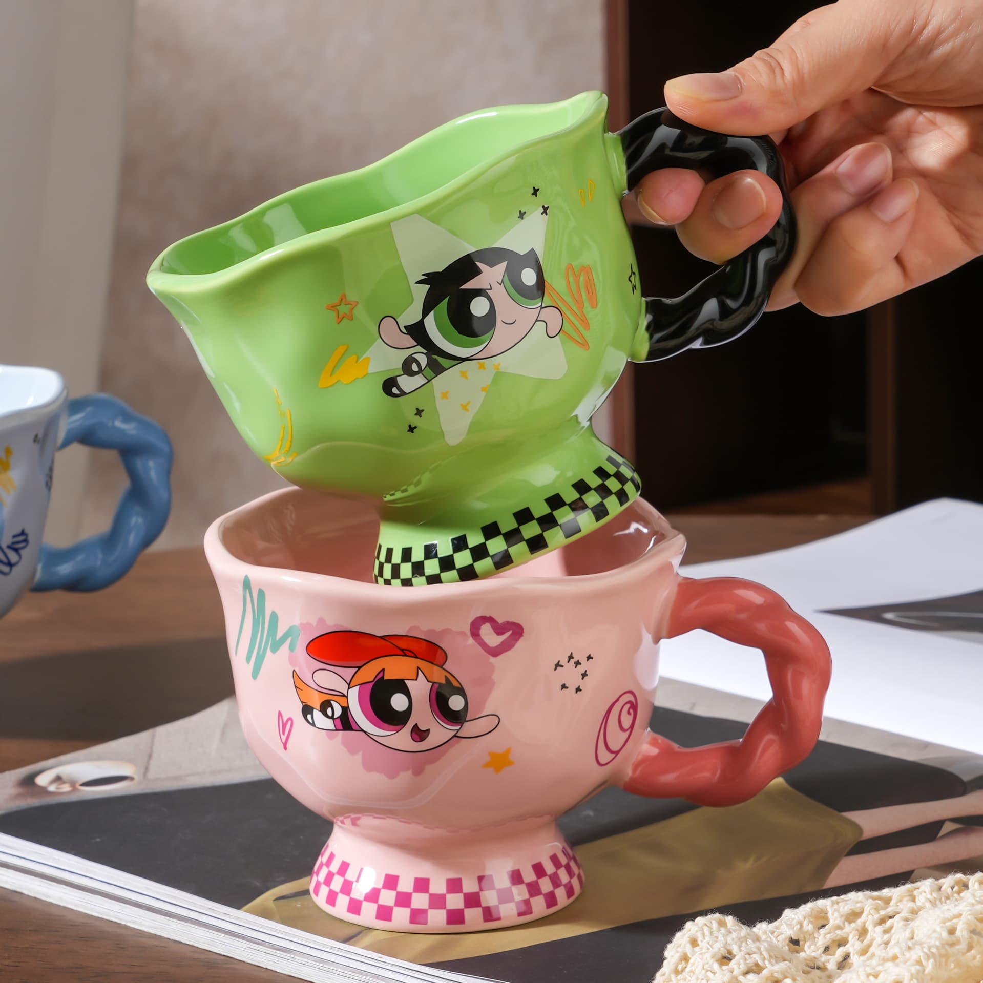 New Powerpuff Girls Ceramic Mug for Women, High-Quality Milk Breakfast Cup, Birthday Gift