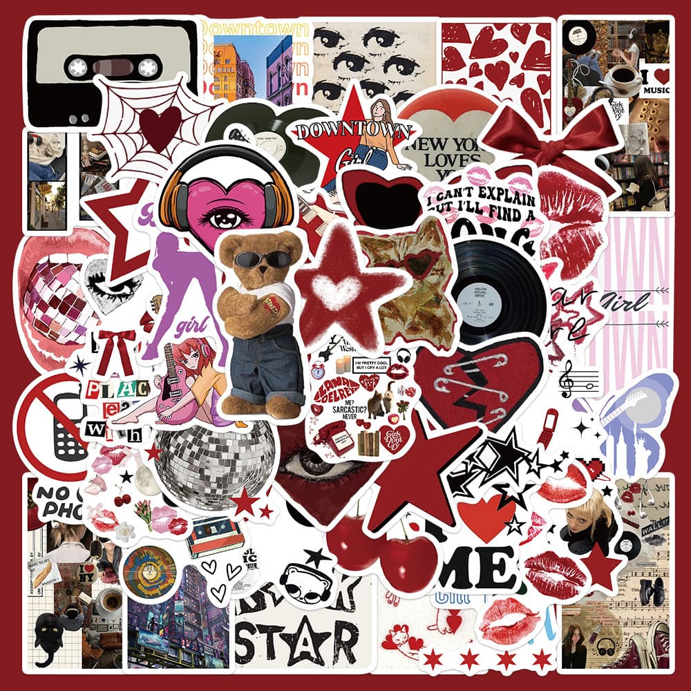 50 Sweet Cool Downtown Y2K Girls Stickers Creative Pattern Fragments DIY Scrapbook iPad Back Card Decoration
