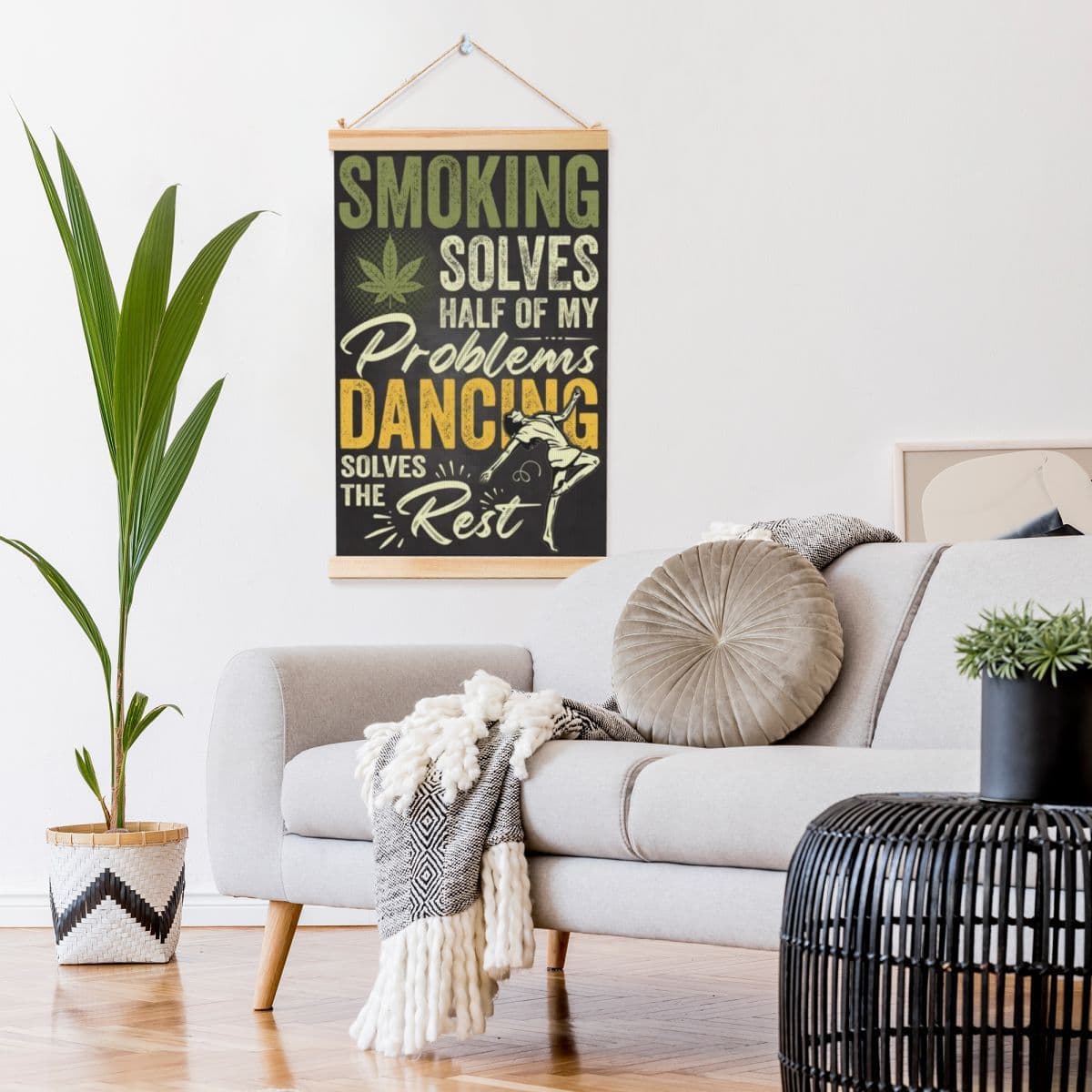 Leisure Activities Smoking Reading Camping Poster JIT Drop Shipping Solid Wood Scroll Hanging Painting Cross-Border E-commerce Amazon