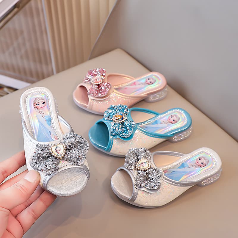 Girls' Sandals Elsa Princess Shoes 2026 Summer New Style for Older Children, Low-Heeled Children's Shoes, Slip-On Sandals