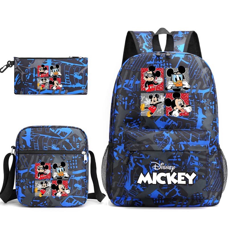 Cross-border 3-Piece Mickey & Minnie Backpack Set: Student Backpack, Pencil Case, Shoulder Bag, Unisex School Bag Set