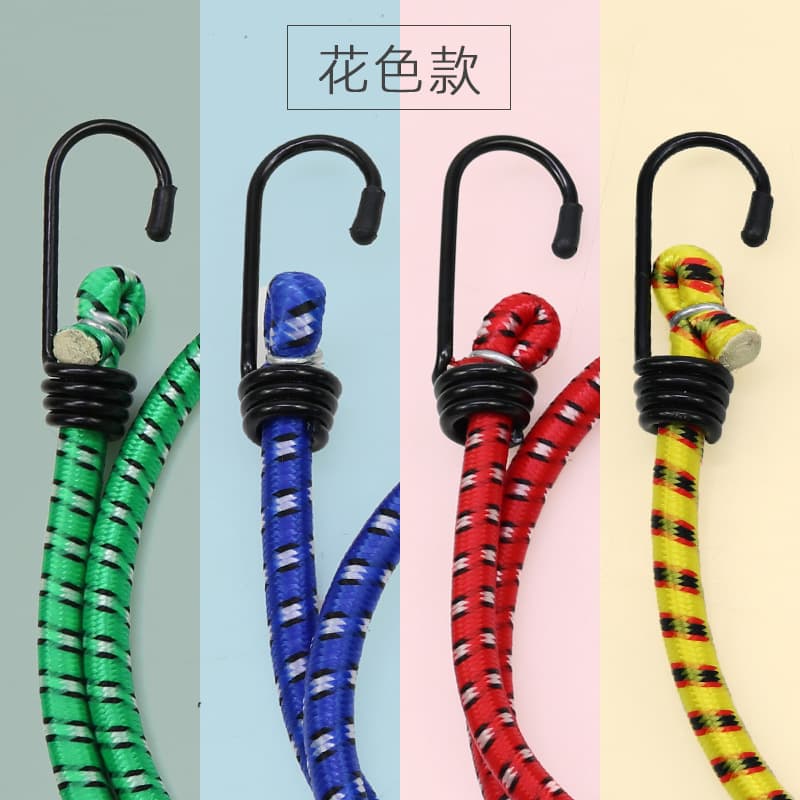 Cross-border Amazon supply latex round rope heat shrink tubing high elasticity cargo binding elastic luggage rope with hooks
