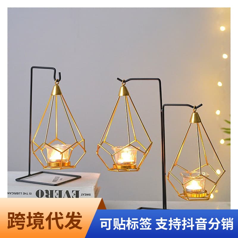 Nordic hydroponic table decoration candle holder metal iron romantic home candlelight dinner candle holder decoration props