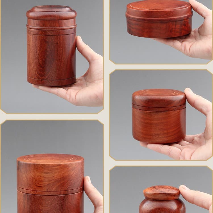 Xianci Rosewood Sandalwood Bead Box Agarwood Seal Box Tea Storage Canister Study Room Solid Wood Incense Holder