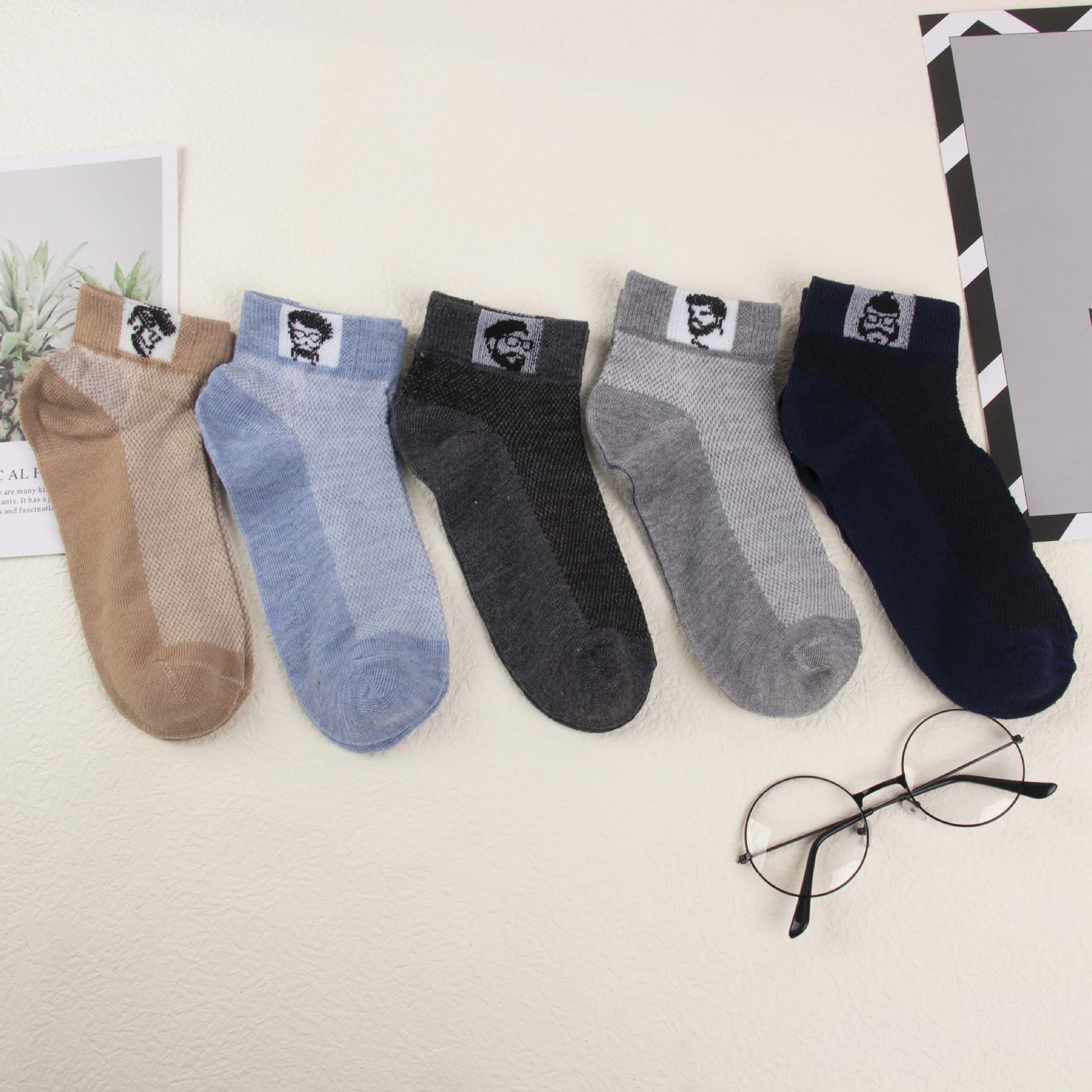 Men's Summer Thin Short Socks Breathable Mesh Anti-Odor Casual Sports Socks Fashionable Lightweight Comfortable Cotton Socks