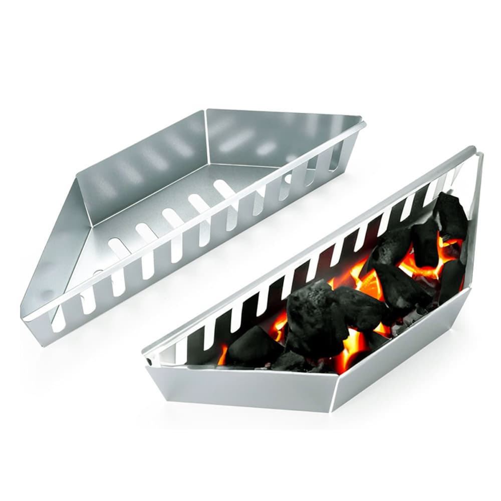 Outdoor BBQ Charcoal Basket, Galvanized Steel Wood Chip Smoker Box, Fruitwood Charcoal Grill Basket, Heating Stove Accessory