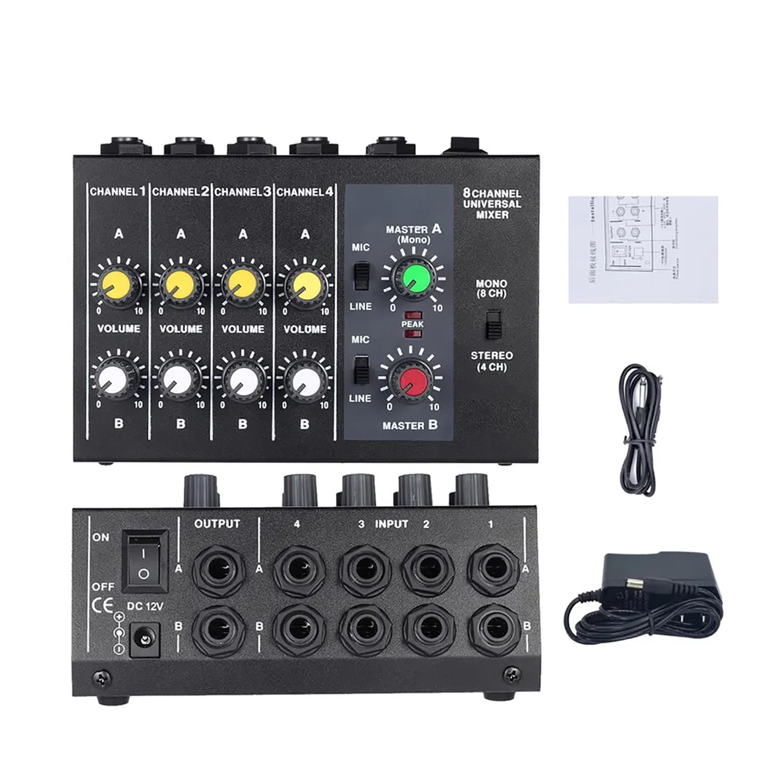 GAX-228 4-Channel 8-Channel Audio Mixer Instrument Microphone Expander Integrated Mixing Console Small Mixer