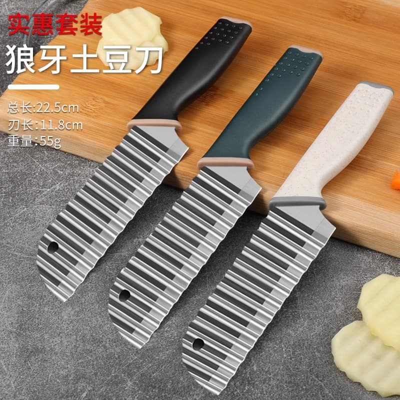 Creative Serrated Potato Cutter, Wavy Blade for Home Kitchen, Vegetable Crinkle Cut, French Fry Slicer Tool