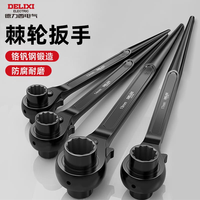 Delixi Electric pointed-tail ratchet wrench bidirectional double-ended gear quick wrench dual-purpose double-ended socket wrench