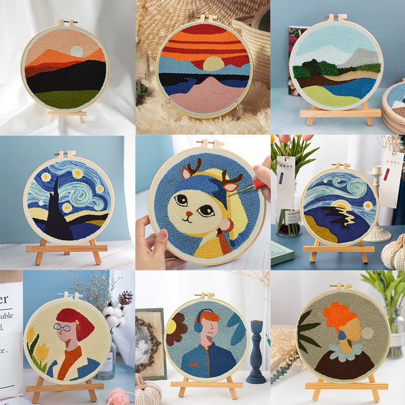 2022 New Poke Needle Embroidery DIY Material Kit Handmade Wool Poking Set Craft Class Self-Embroidery Gift