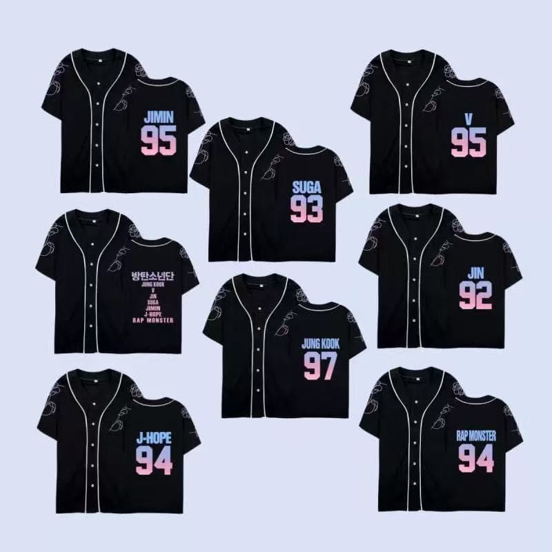 Hot Selling for Cross-Border Trade BTS 3D Print Short Sleeve Jersey Yankees Baseball Jersey Sports Fashion T-Shirt