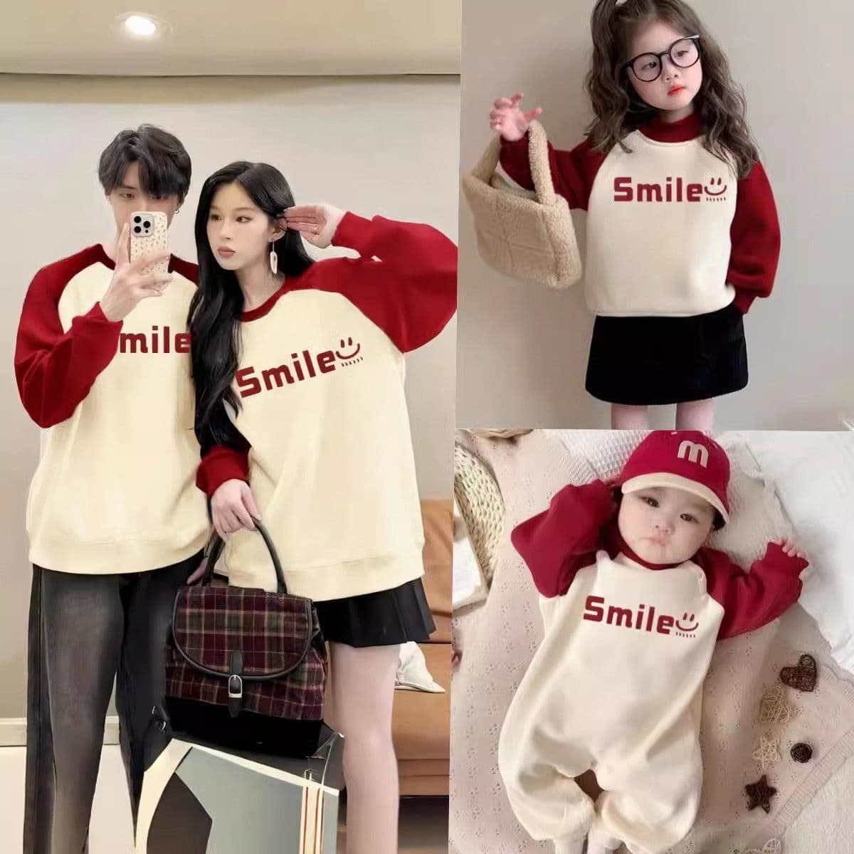 Trendy Streetwear New Year Outfit Gift 2025 New Family Matching Outfits for a Family of Three, Baby Fleece Sweatshirt