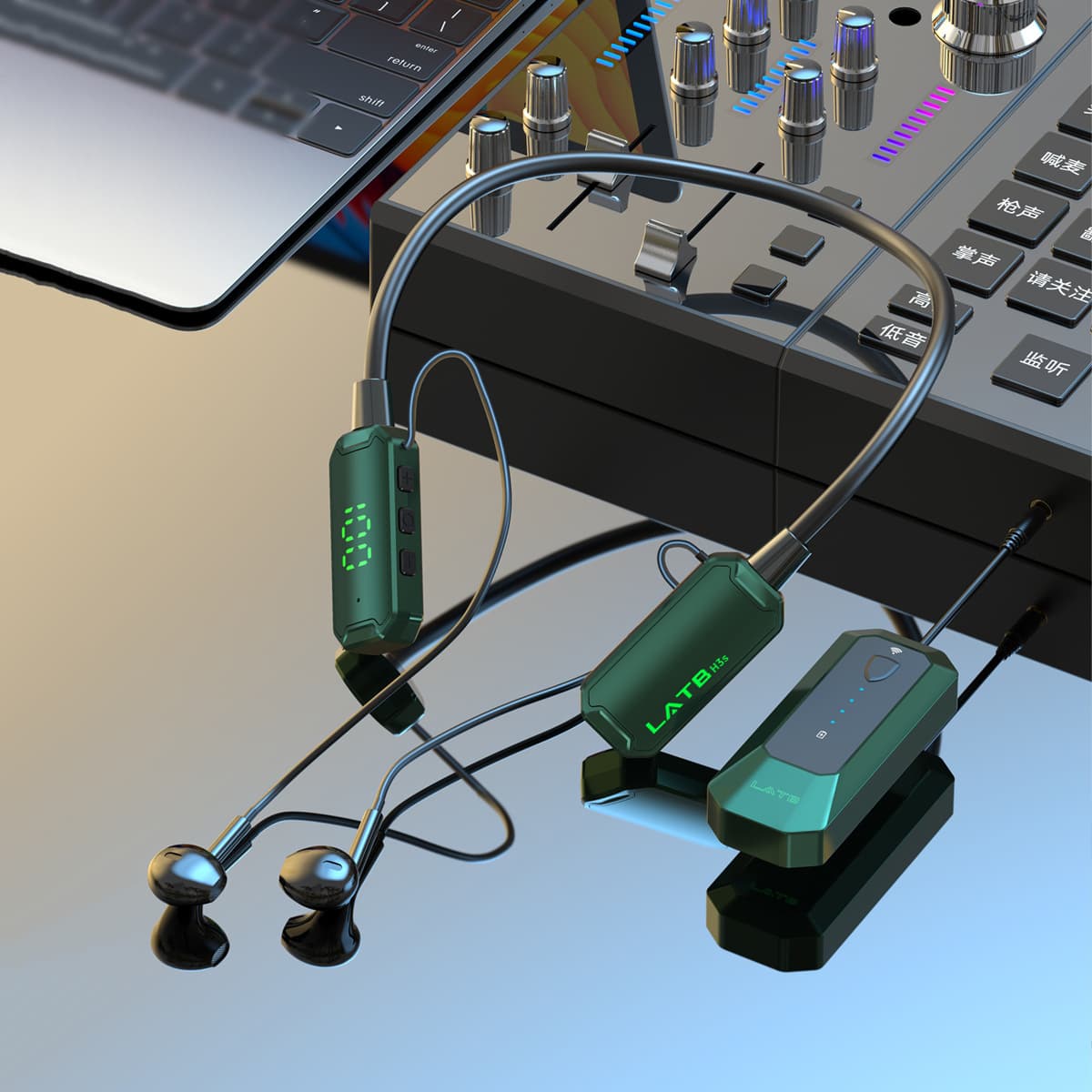New Live Streaming Wireless Monitoring Headphones with Advanced Sound Card for Indoor and Outdoor Use, Noise Reduction, High-Quality Sound, and Support for Multiple Connections!