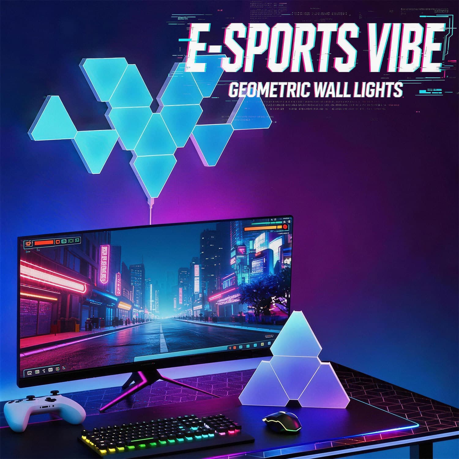 Cross-border Hot-Selling Hexagonal Quantum Light E-Sports Smart Sound-Activated Honeycomb RGB Atmosphere Light Panel