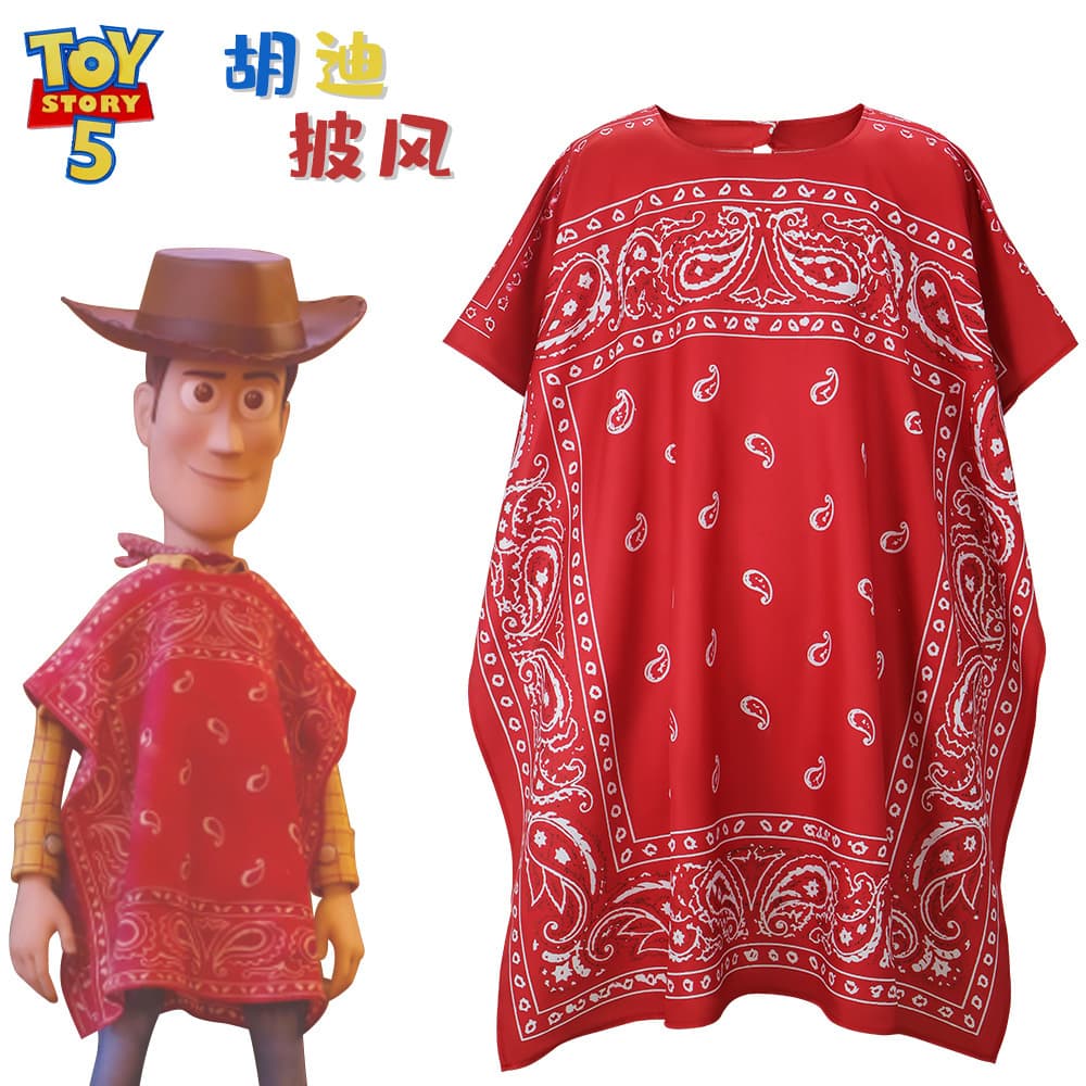 Toy Story 5 Woody Cape Cosplay Costume Children's Halloween Role-Play Outfit Red Cowboy Style