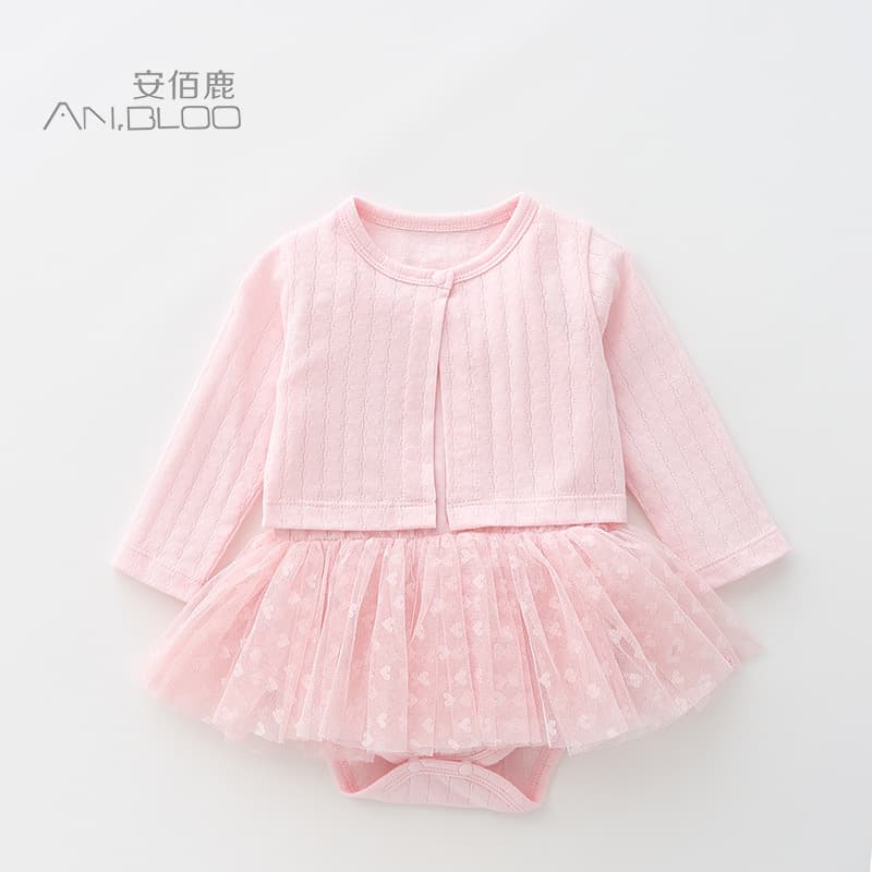 Girls' Summer Set, Newborn Sundress Two-Piece Set, Sun Protection, Air Conditioning Shirt, Thin, Soft, Lightweight Baby Romper