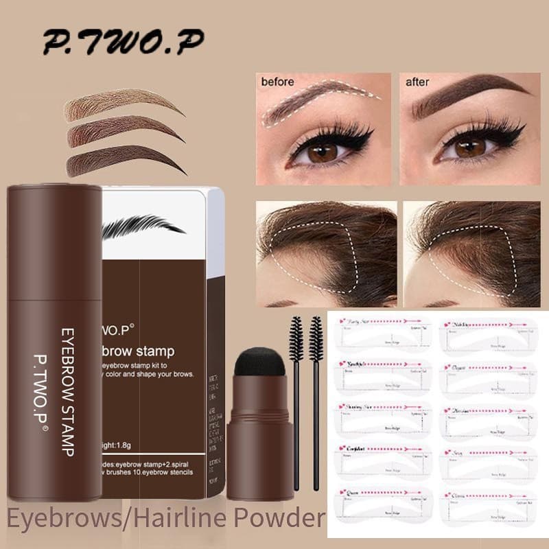 Cross-border Women's Eyebrow Powder and Pencil Waterproof Smudge-proof Long-lasting Eyebrow Brush Eyebrow Sticker Natural Eyebrow Powder Amazon Wholesale