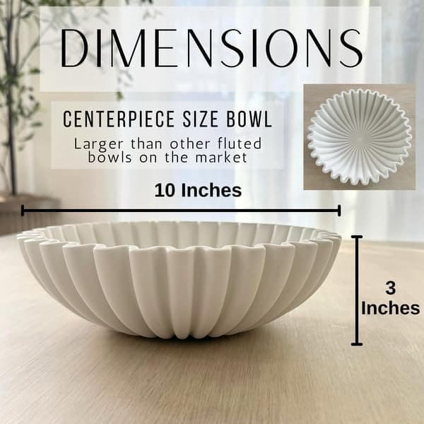 Cement Decorative Bowl Grooved Fluted Edge Cement Decorative Bowl Tabletop Bowl Living Room Sculptural Coffee Table Bookshelf Decor Bowl