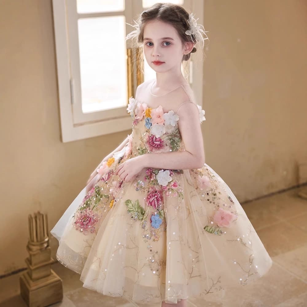 Girls' Formal Dress Forest Style Little Host Catwalk Piano Performance Outfit Birthday First Birthday Princess Dress Light Luxury Niche Formal Dress