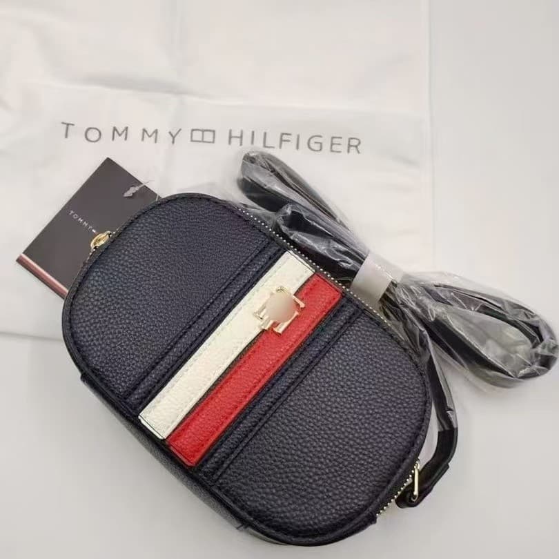 Hot Sale ☞ Tang Jia Women's Crossbody Bag Contrast Black Red White Stripe Classic Women's Shoulder Bag Strap Single Shoulder Casual
