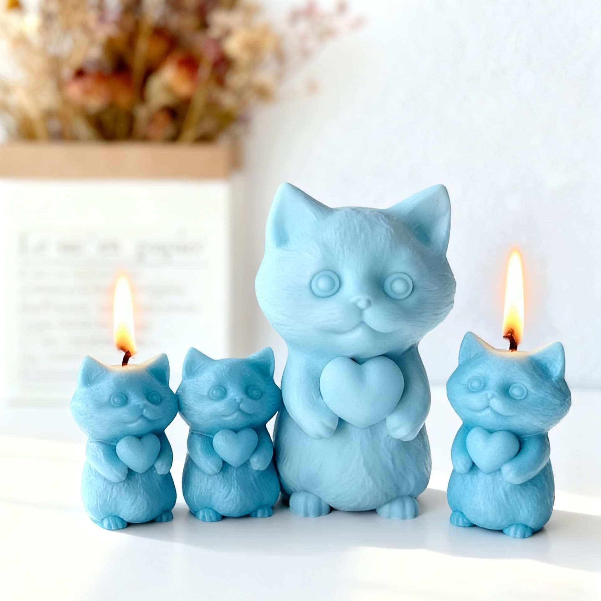 Jiahuimei Cat Aromatherapy Candle Silicone Mold DIY Kitten Scented Plaster Figurine Mold