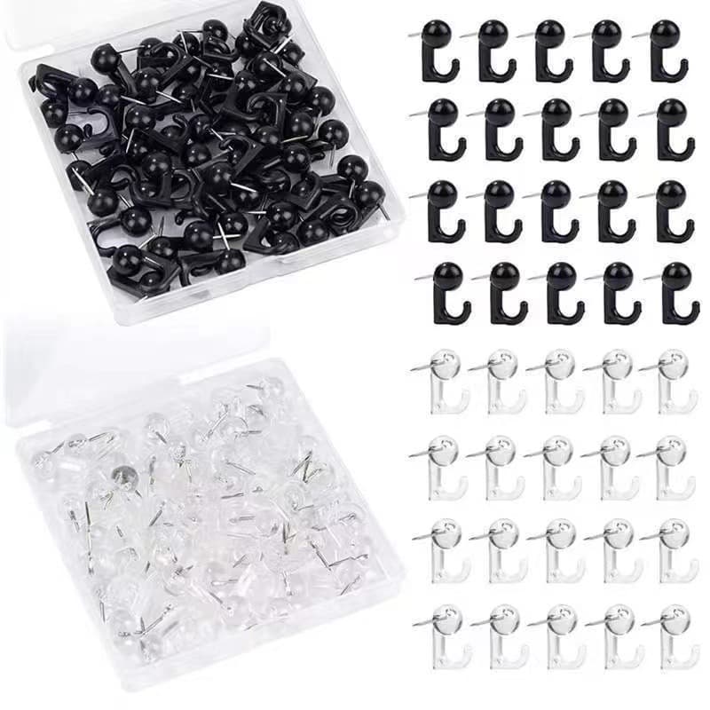 Factory Supply Creative Transparent Black Hook Push Pins Adorable Plastic Thumbtacks Drawing Pins Felt Wall Photo Pins