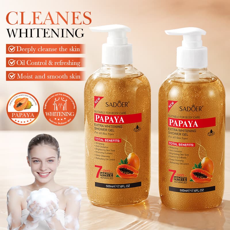 All-English Body Wash SADOER WHITENING Papaya Oil Control Scrub Body Wash Gentle Exfoliating Cross-Border