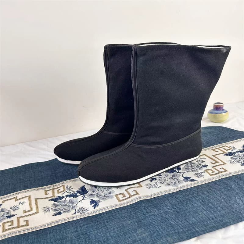 National Style Hanfu Boots, National Style Men's Ancient Costume Shoes, Black Official Boots Props, Hengdian Performance Court Boots Cos