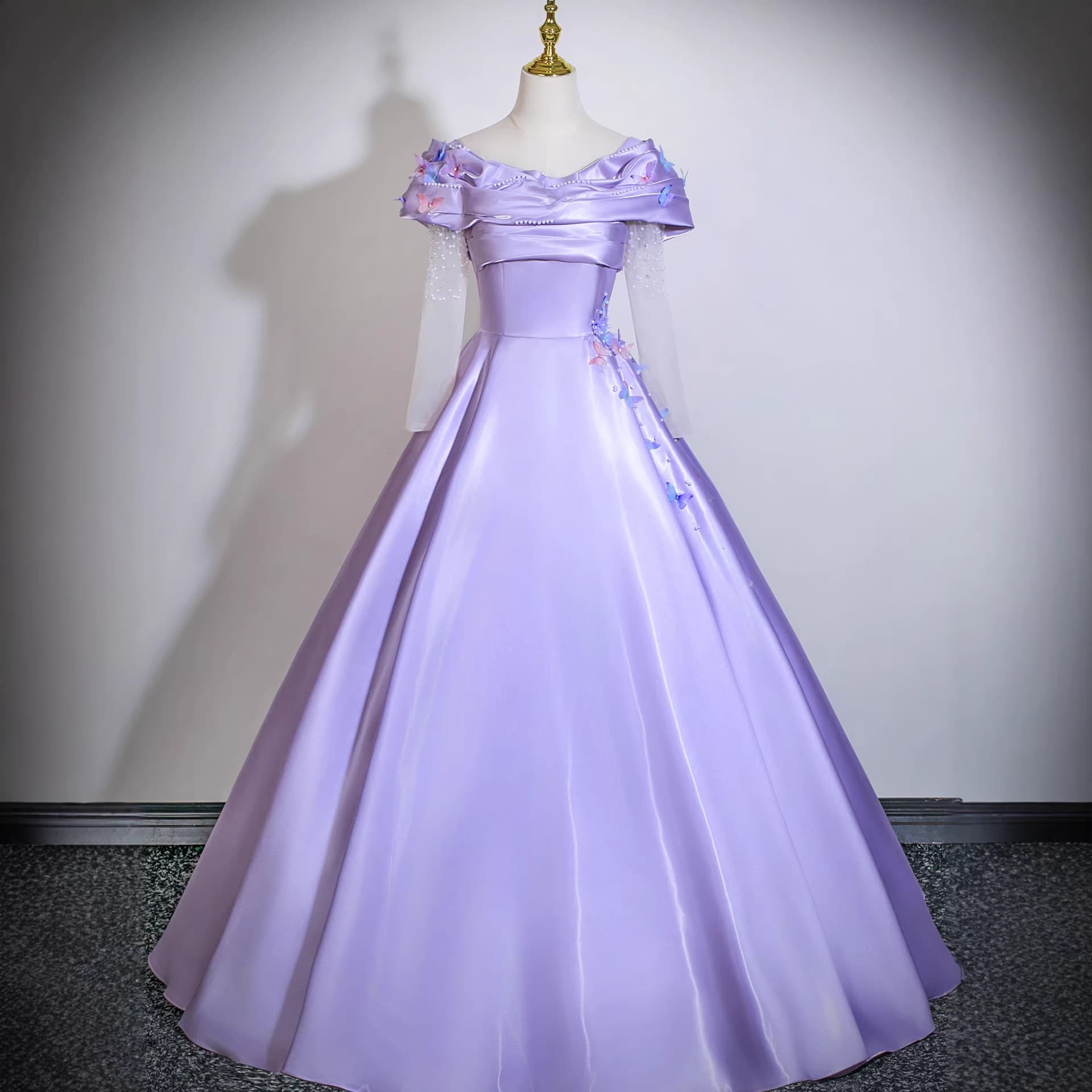 Purple high-end banquet evening dress student vocal arts test long skirt erhu guzheng performance costume women light luxury and high-end sense