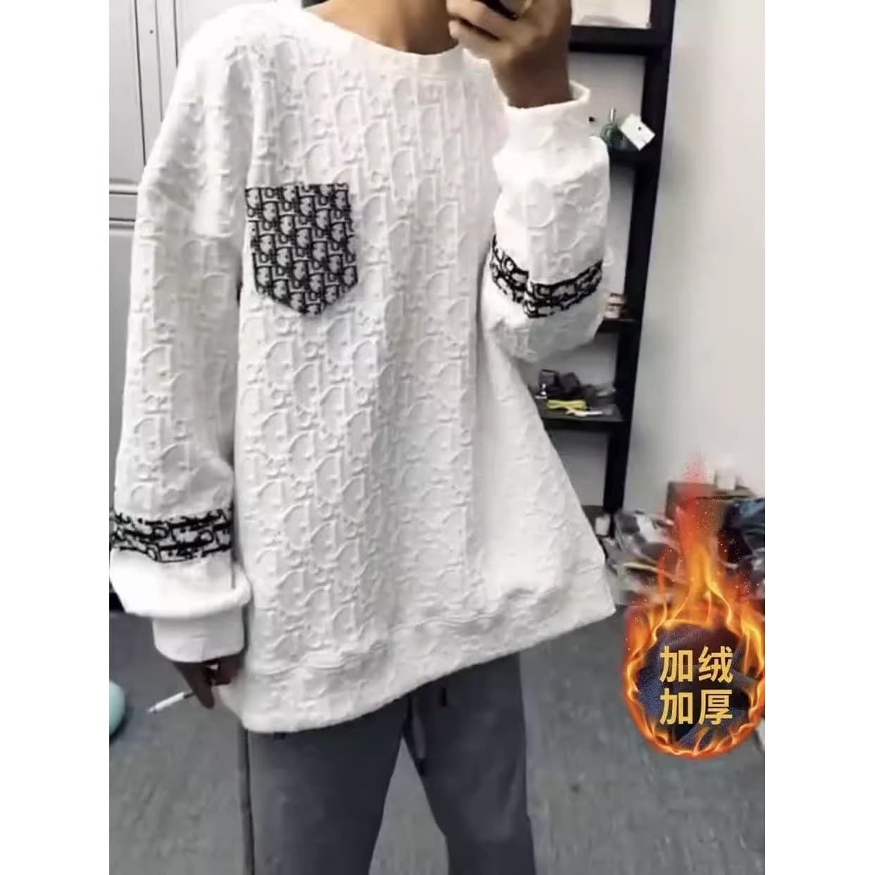 Trendy Streetwear Hoodie for Men, Spring/Autumn Casual Round Neck Loose Fit with Pocket Patchwork Long Sleeve