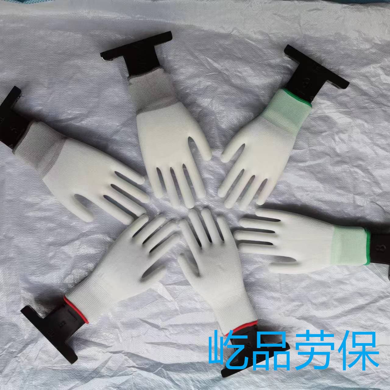 PU Coated Palm Gloves, White Dipped Rubber Palm, PU Coated Nylon 13-Gauge Polyester Non-Slip Electronic