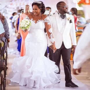 2026 African Cross-Border Bride Main Wedding Dress Wedding Bride Plus Size Slim Fit Mermaid Wedding Dress Mermaid Train Wedding Gown