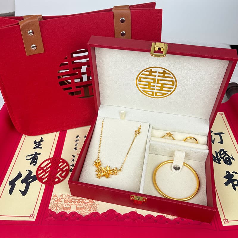 Wedding Engagement Jewelry Box, Wedding Jewelry Storage Box, Three Gold Five Gold Jewelry Box, Ring Bracelet Necklace Packaging Box