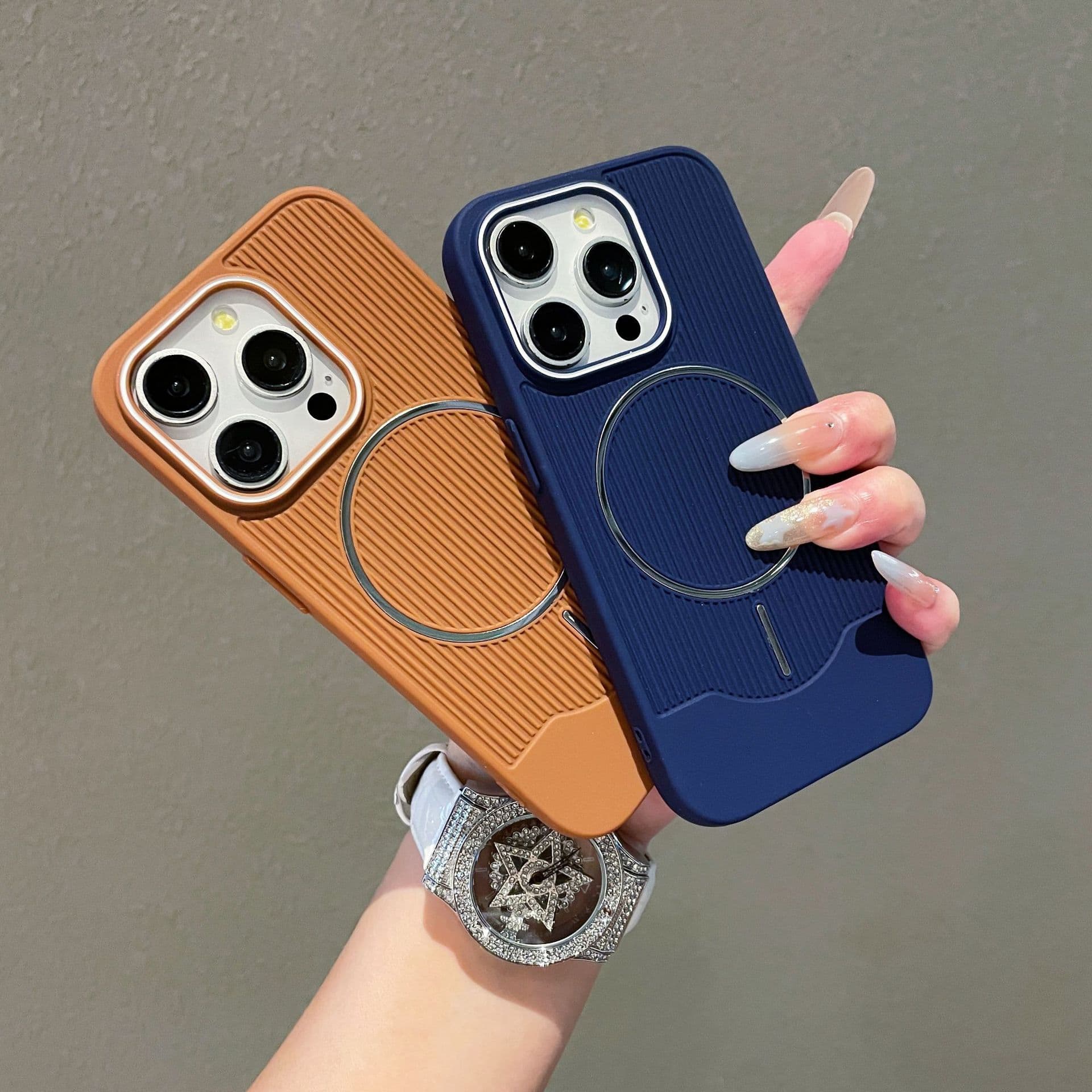 Corrugated Anti-Slip Compatible with iPhone 17 Pro Phone Case, Slim Ring Magnetic for Apple 16 Pro, Minimalist Skin-Feel Protective Cover