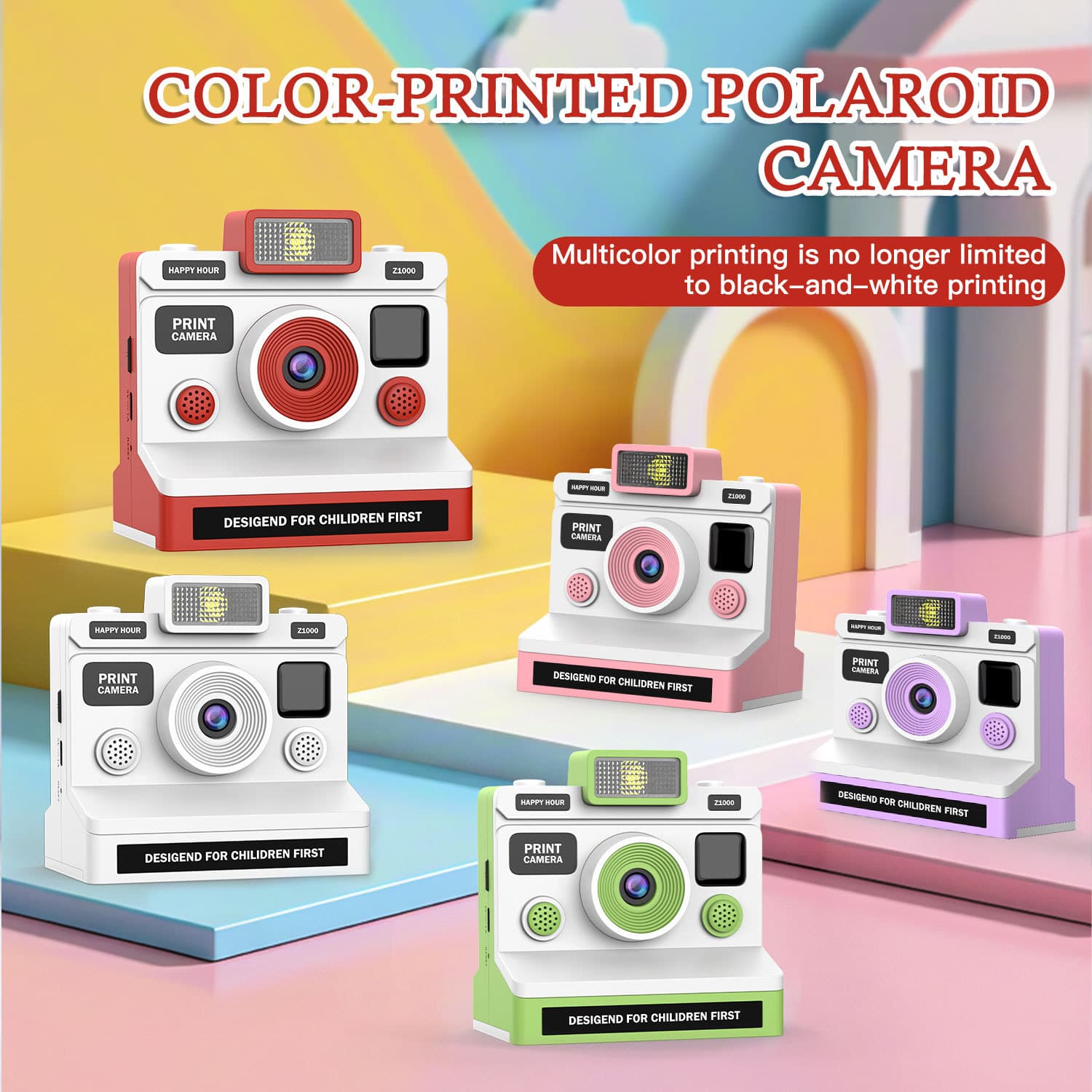 Cross-border Kids Print Camera Digital Toy Instant Mini Camera Student Color Print Camera