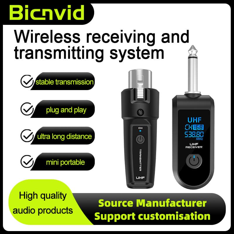 2.4G wireless grenade system wired to wireless capacitor/dynamic microphone electric guitar electric bass transceiver