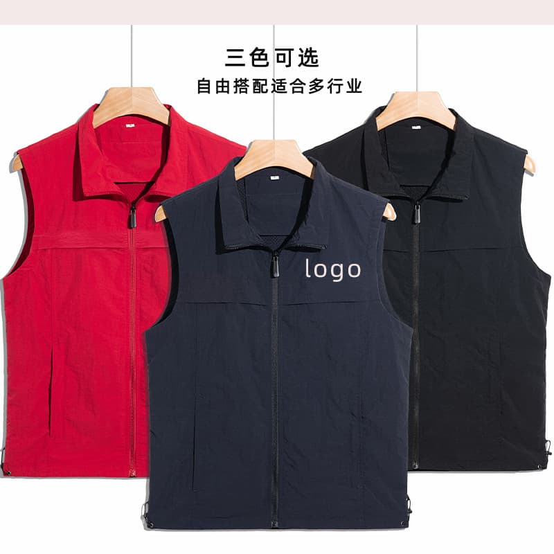 New Work Vest with Logo Printing, Photography Utility Pocket Vest, Outdoor Sleeveless Jacket, Emergency Management Vest