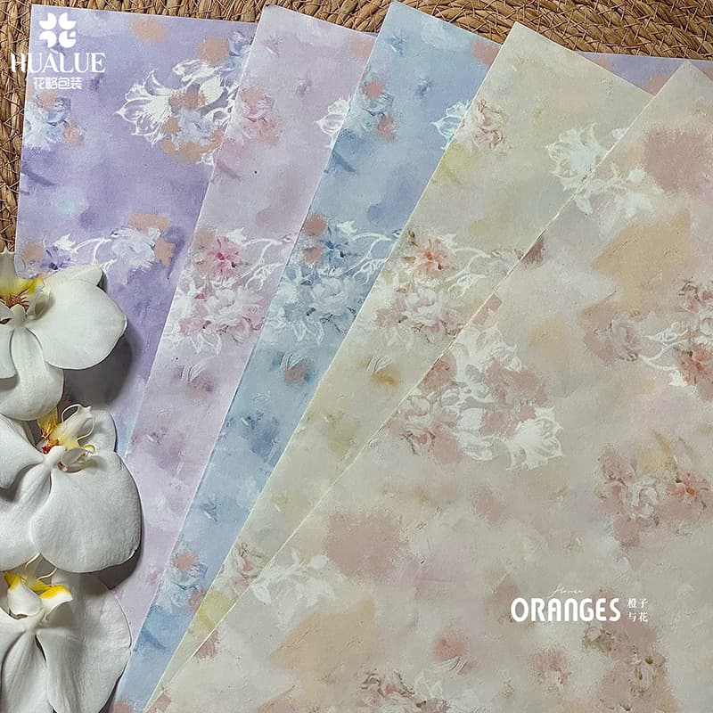 Hualue Oil Painting Palette Bouquet Wrapping Paper Fresh Flower Style Paper Floral Supplies Handmade DIY Gift Wrapping Paper