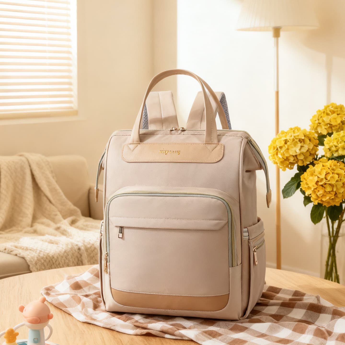 New Cross-border Large-Capacity Multifunctional Diaper Backpack for Moms, Lightweight Baby Travel Bag