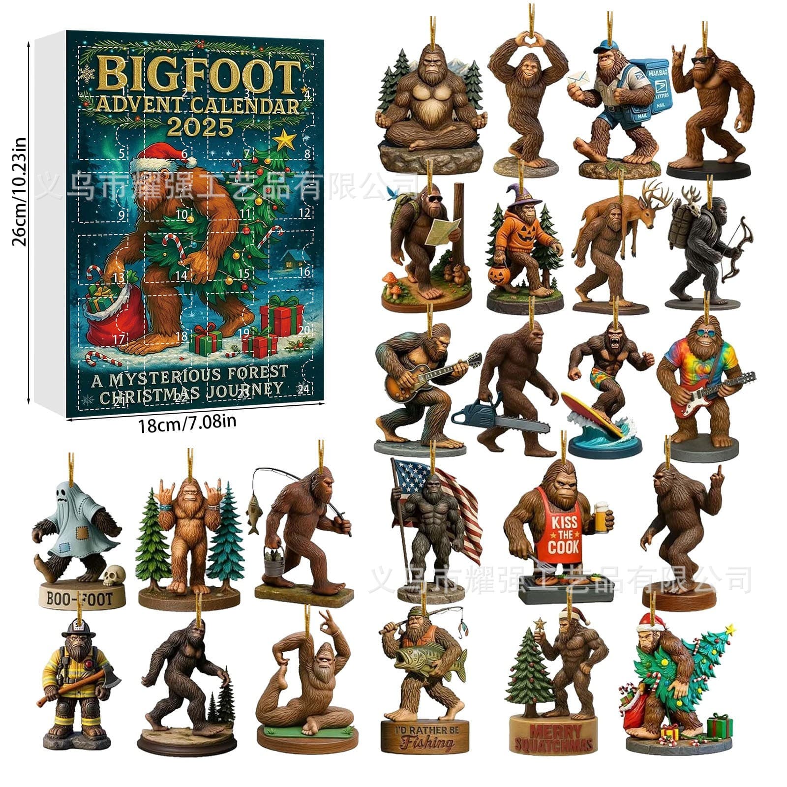 2025 Cross-border Christmas Countdown Calendar Blind Box Bigfoot Adventure Travel Christmas Tree Acrylic Keychain