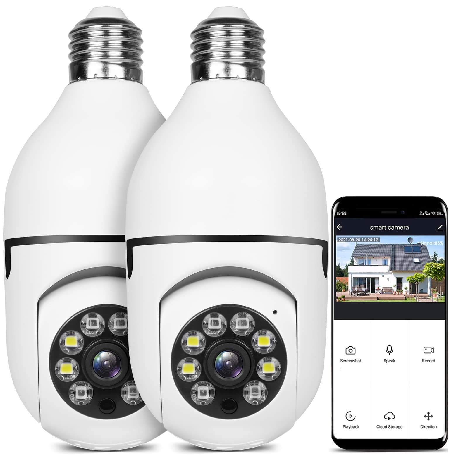 A6 Wireless WiFi Camera, E27 Bulb Camera, 360° Indoor High-Definition Night Vision Security Monitoring