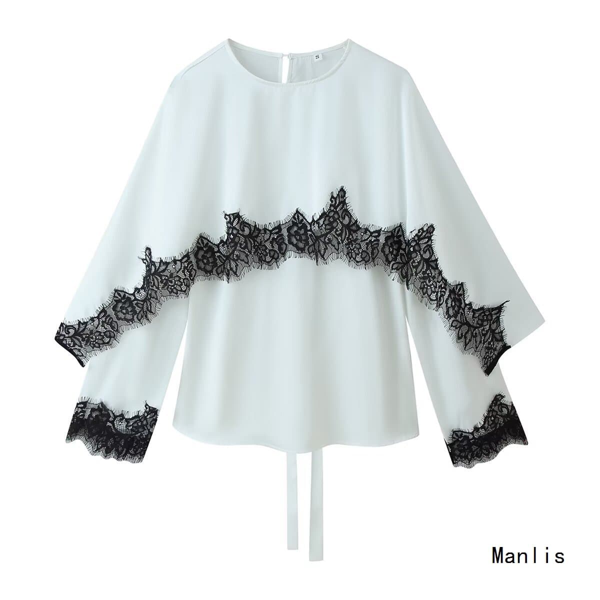 2026 New Fashion Women's Back Lace-Up Top with Lace Trim for Amazon Wholesale