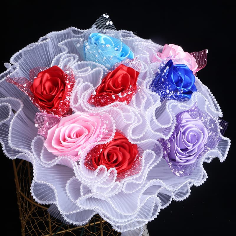 28cm Wide Pleated Tulle Flower Wrapping Paper, Pearl Wave Netting for Festive Gift Bouquets, Art Floral Overlock Tulle