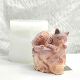 Halloween Cat Demon Skeleton Scented Candle Silicone Mold DIY Animal Skull Resin Plaster Halloween Atmosphere