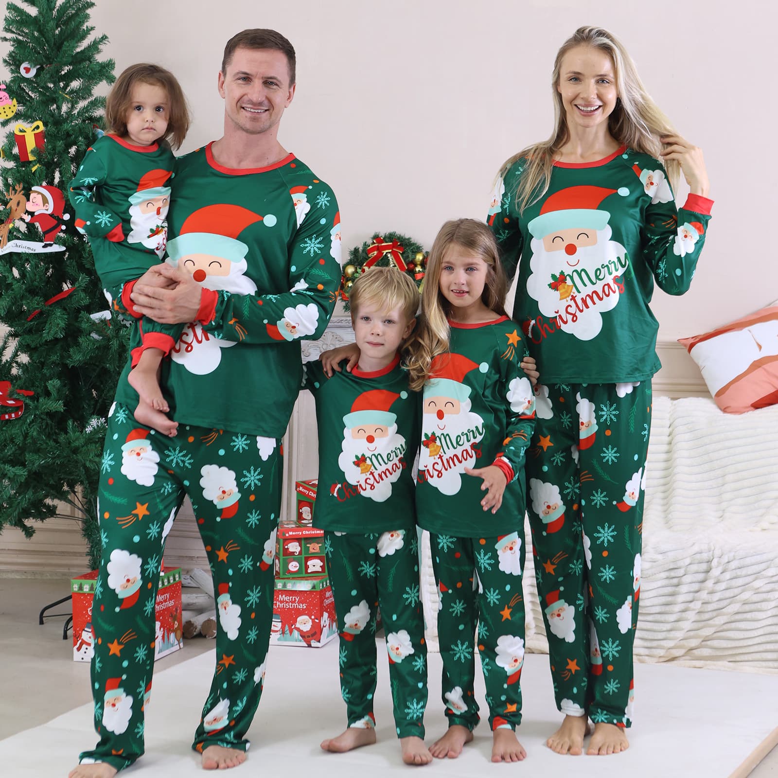 Tianming apparel Christmas parent-child set European and American mother-child loungewear long-sleeve Christmas pajamas family outfit Euro-American style