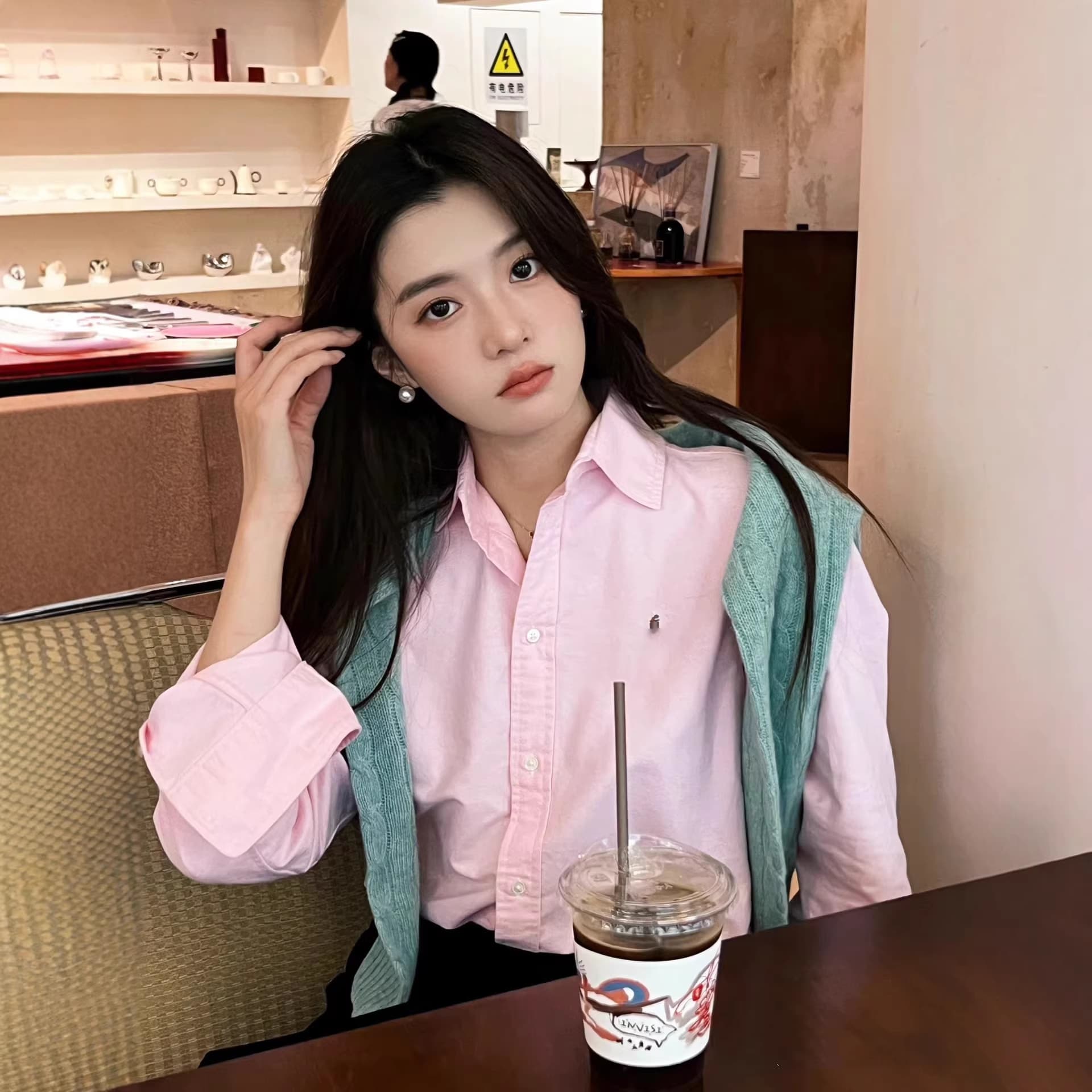 High version RL Raff solid color casual shirt women's colorful pony logo embroidered top fashion Oxford shirt