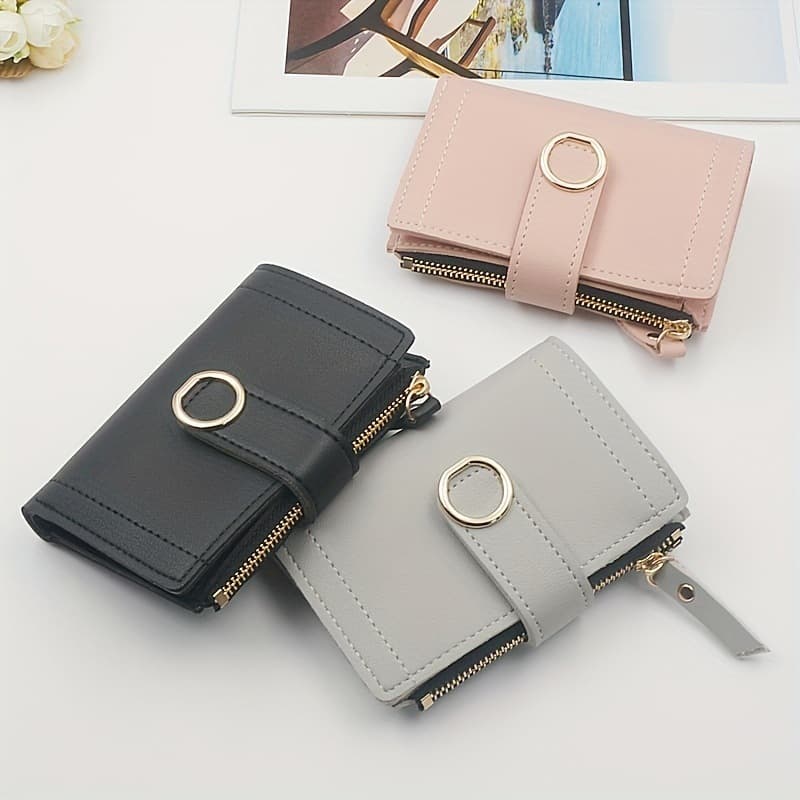 C 79111 Zipper Buckle Round Ring Wallet Minimalist Round Ring Wallet